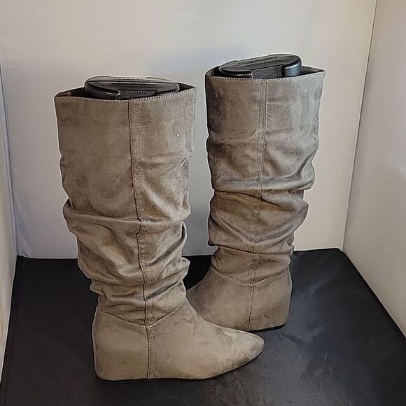 BRAND NEW JUSTFAB POINTED TOE  MID CALF FAUX LEATHER SUEDE  WINTER  BOOT - Picture 7 of 14